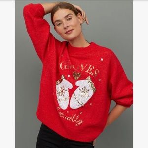 H&M Christmas Knit Sweater with Sequin Motif